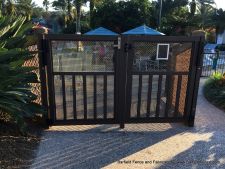 Double Aluminum Gate Frame with Removable Post. Panic Hardware on Left (Guest Access) / D&D LokkLatch on Right (Maintenance Access)